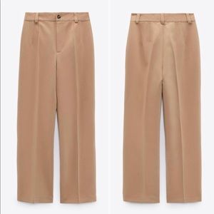 Zara Seamed High-Waisted Francoise Camel Taupe Pants